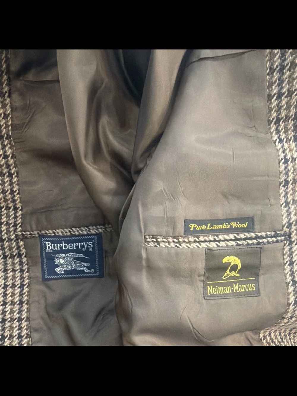 Burberry Brown Check Pure Lambswool Pea Coat